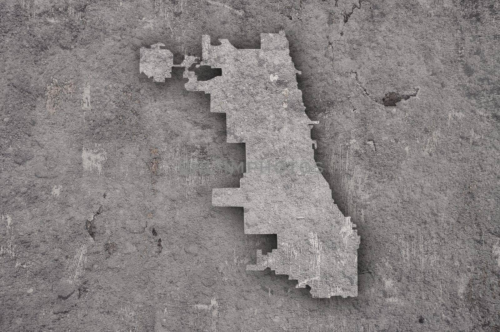 Map of Chicago on weathered concrete