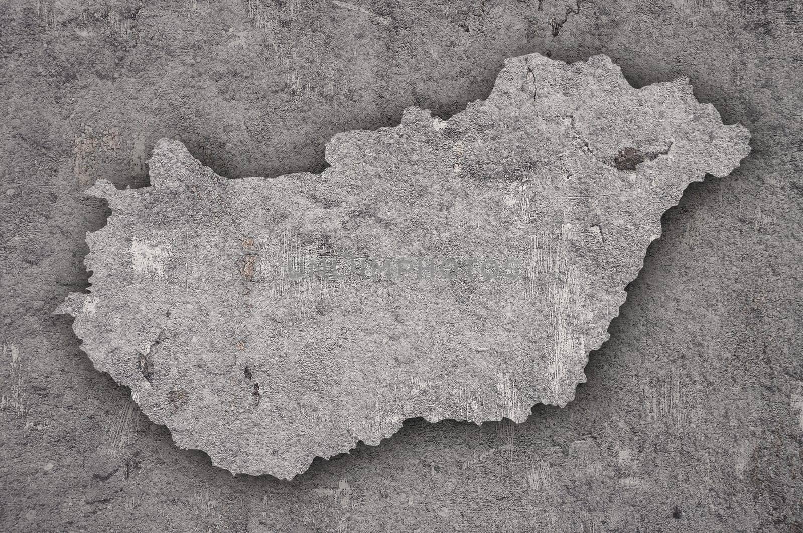 Map of Hungary on weathered concrete
