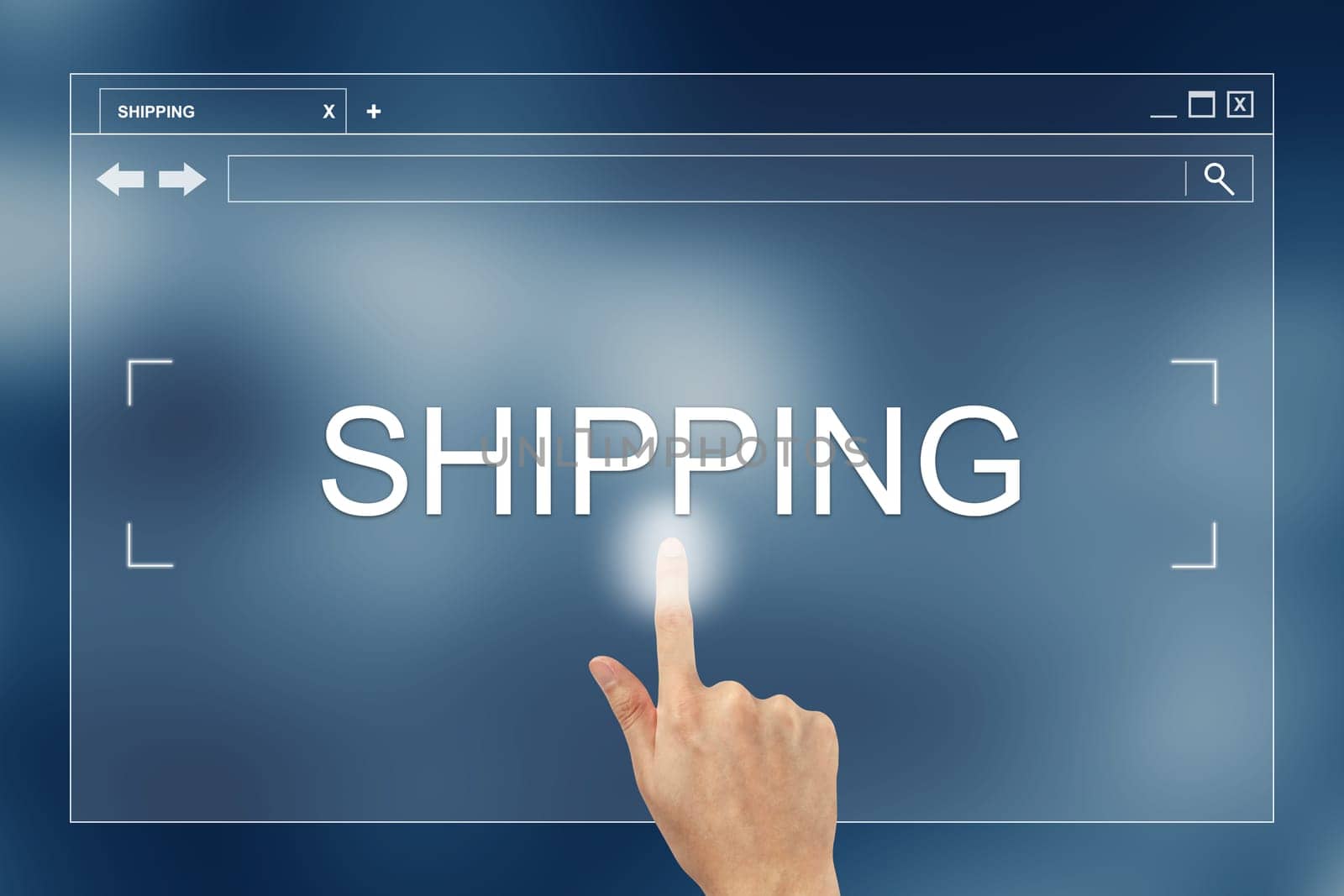 hand press on shipping button on webpage