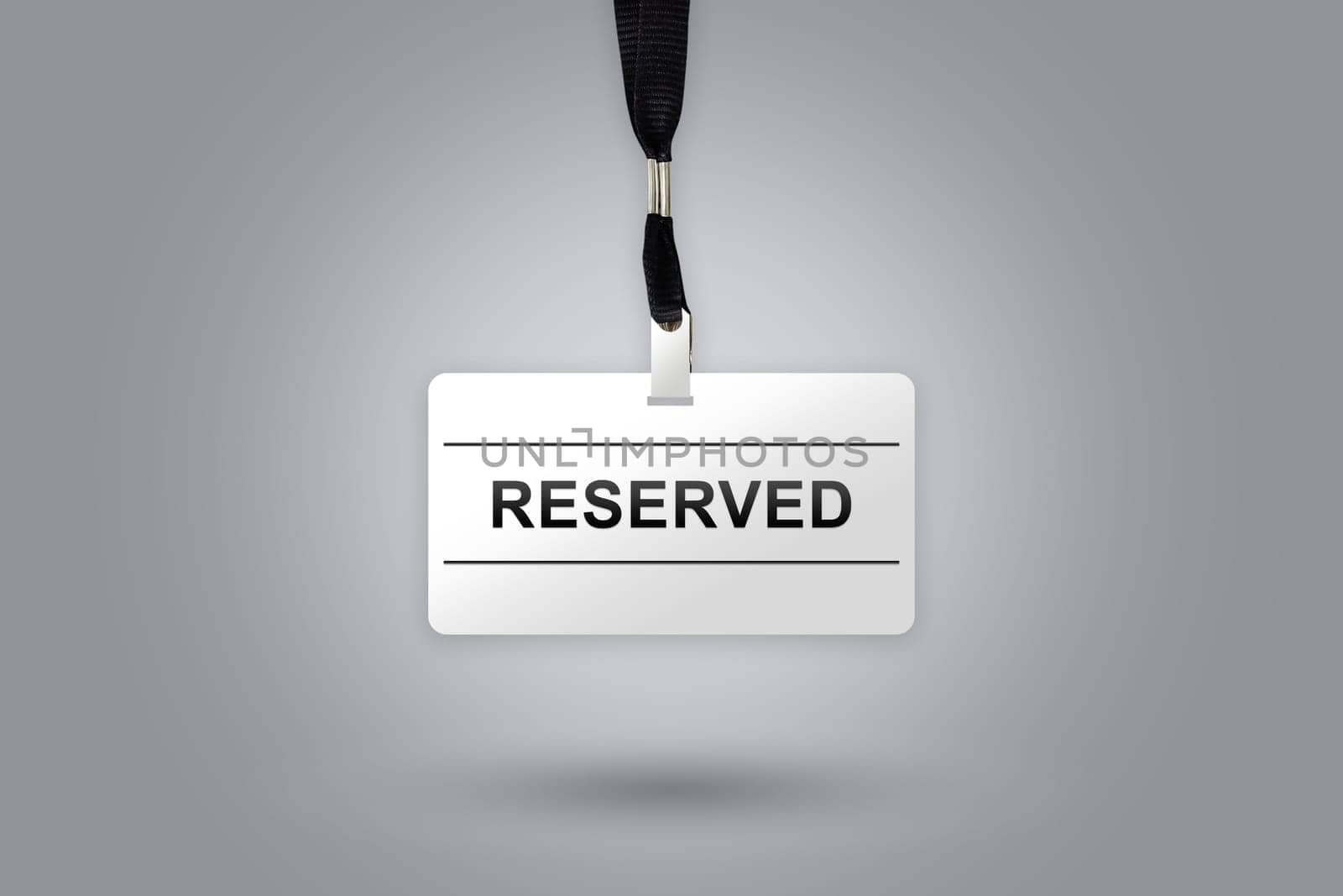 reserved on badge with grey radial gradient background
