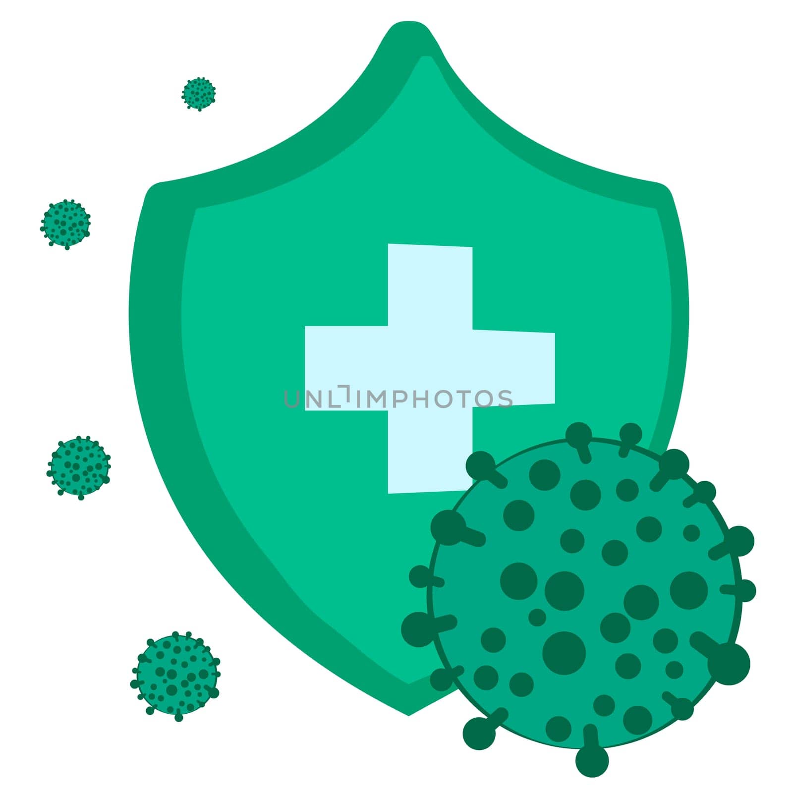 Antivirus stop virus shield sign vector illustration on a white background isolated