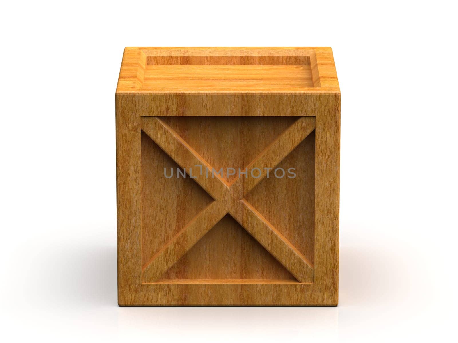 Shipment Sealed Goods Wooden Box isolated on White Background, Pallet Cargo Case Industrial Crate or Container Box for Storage, Logistic Transportation and Delivery, Warehouse Concept, 3d Illustration