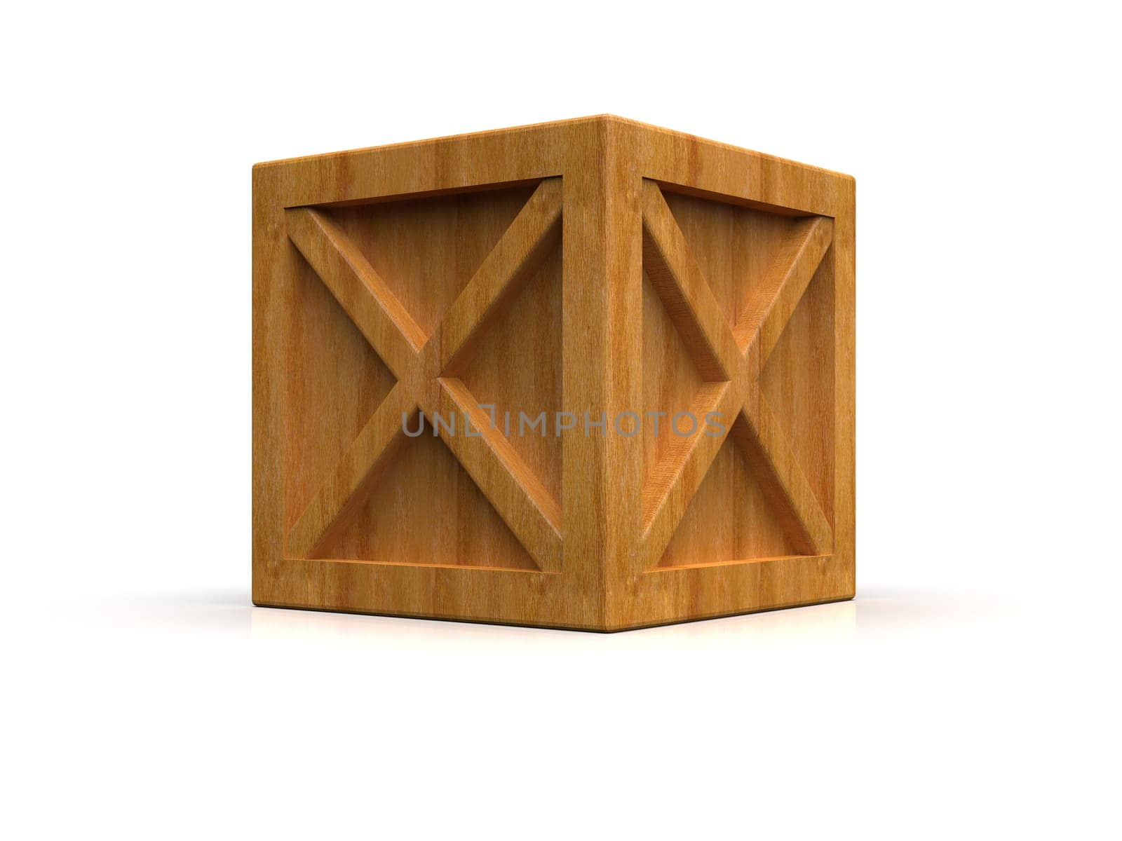 Shipment Sealed Goods Wooden Box isolated on White Background, Pallet Cargo Case Industrial Crate or Container Box for Storage, Logistic Transportation and Delivery, Warehouse Concept, 3d Illustration