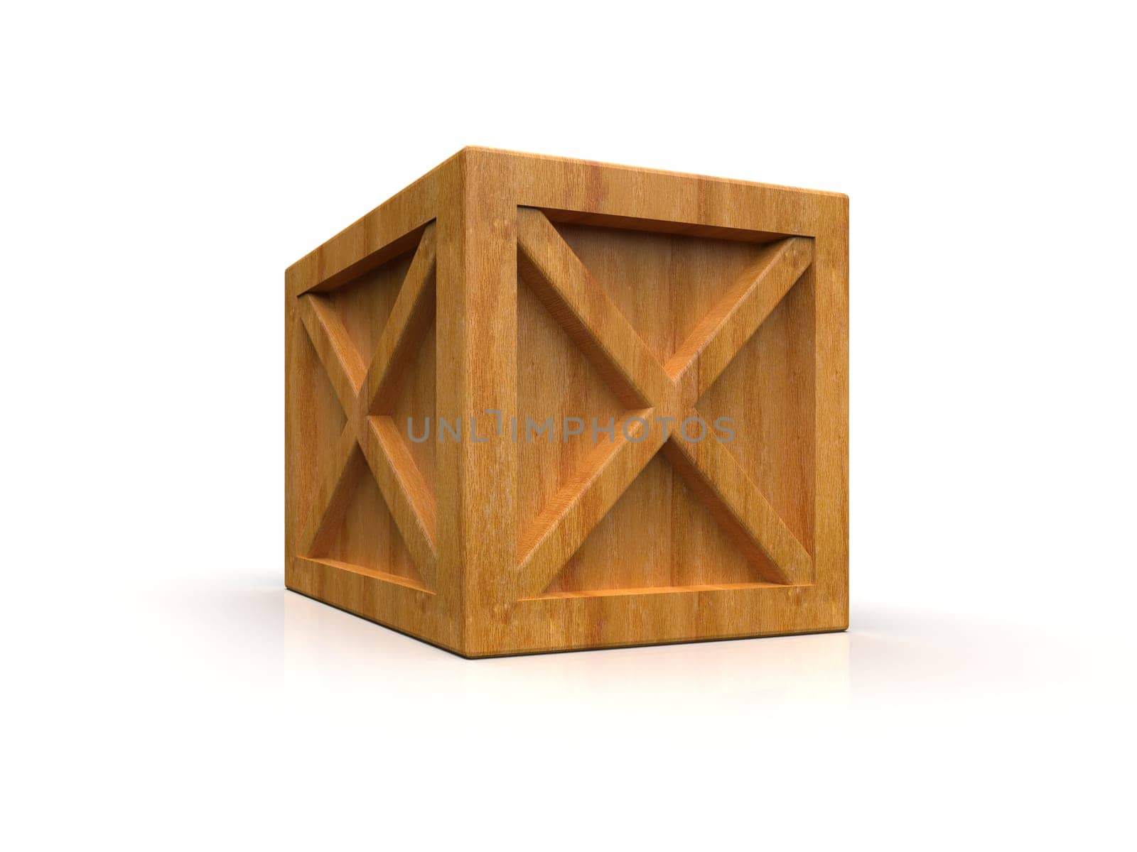 Shipment Sealed Goods Wooden Box isolated on White Background, Pallet Cargo Case Industrial Crate or Container Box for Storage, Logistic Transportation and Delivery, Warehouse Concept, 3d Illustration
