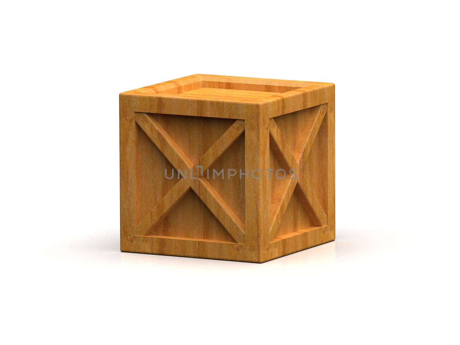 Shipment Sealed Goods Wooden Box isolated on White Background, Pallet Cargo Case Industrial Crate or Container Box for Storage, Logistic Transportation and Delivery, Warehouse Concept, 3d Illustration