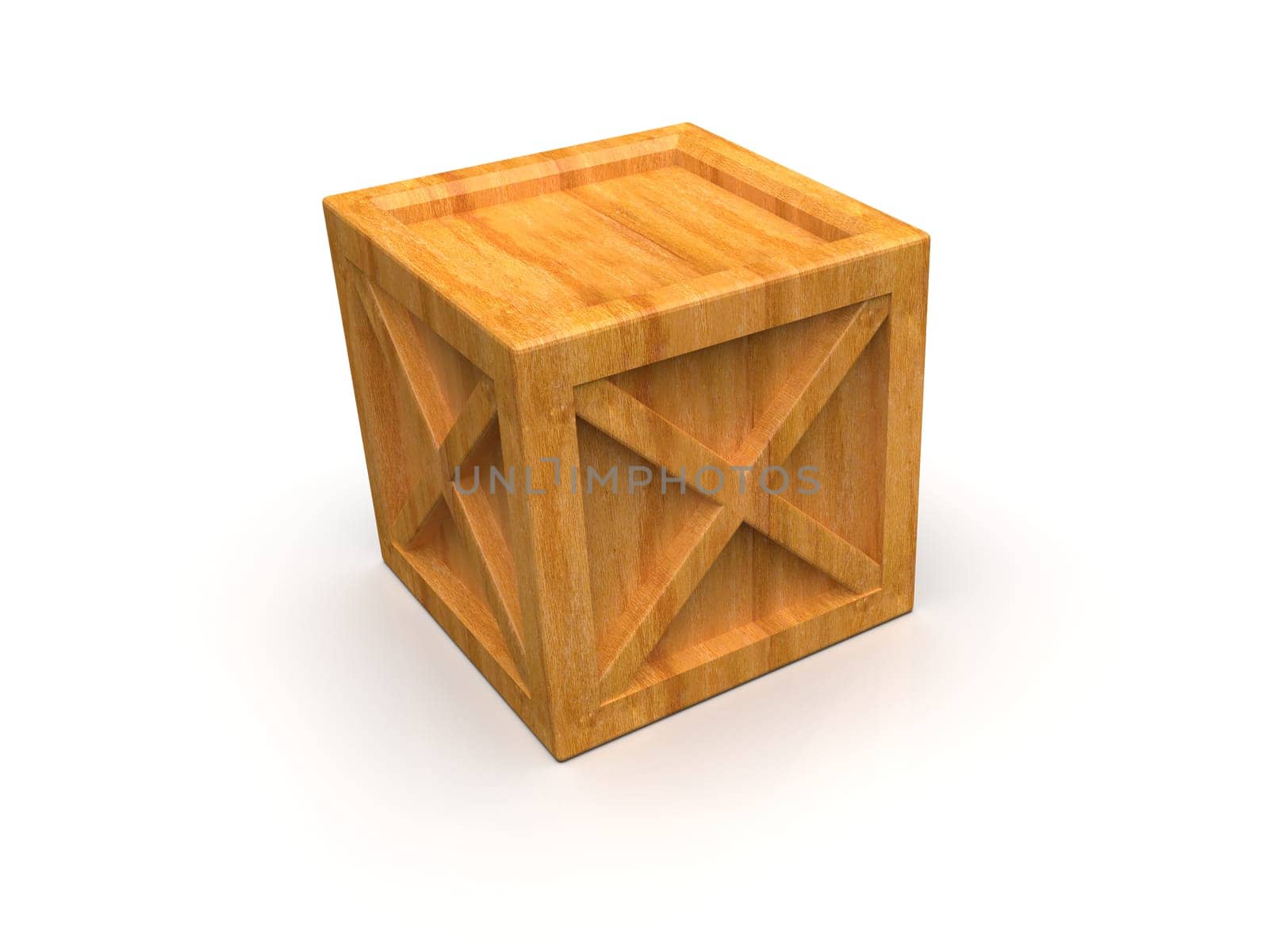 Shipment Sealed Goods Wooden Box isolated on White Background, Pallet Cargo Case Industrial Crate or Container Box for Storage, Logistic Transportation and Delivery, Warehouse Concept, 3d Illustration