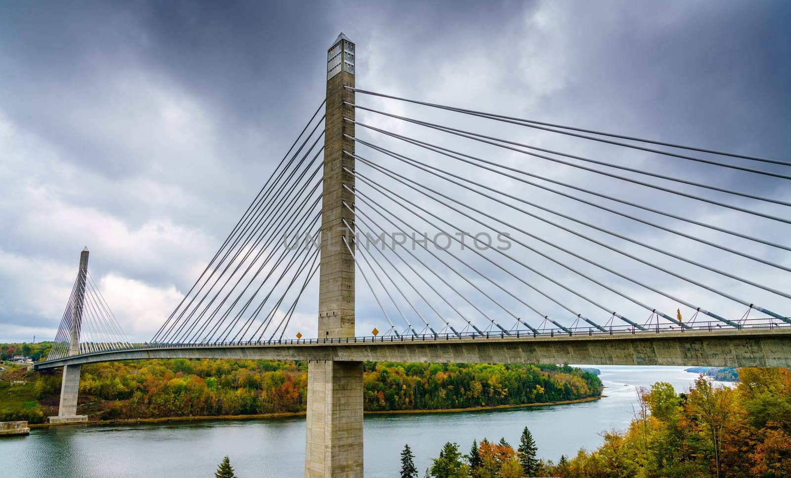 Scenic view of Penobscot Narrows Bridge over the Penobscot River