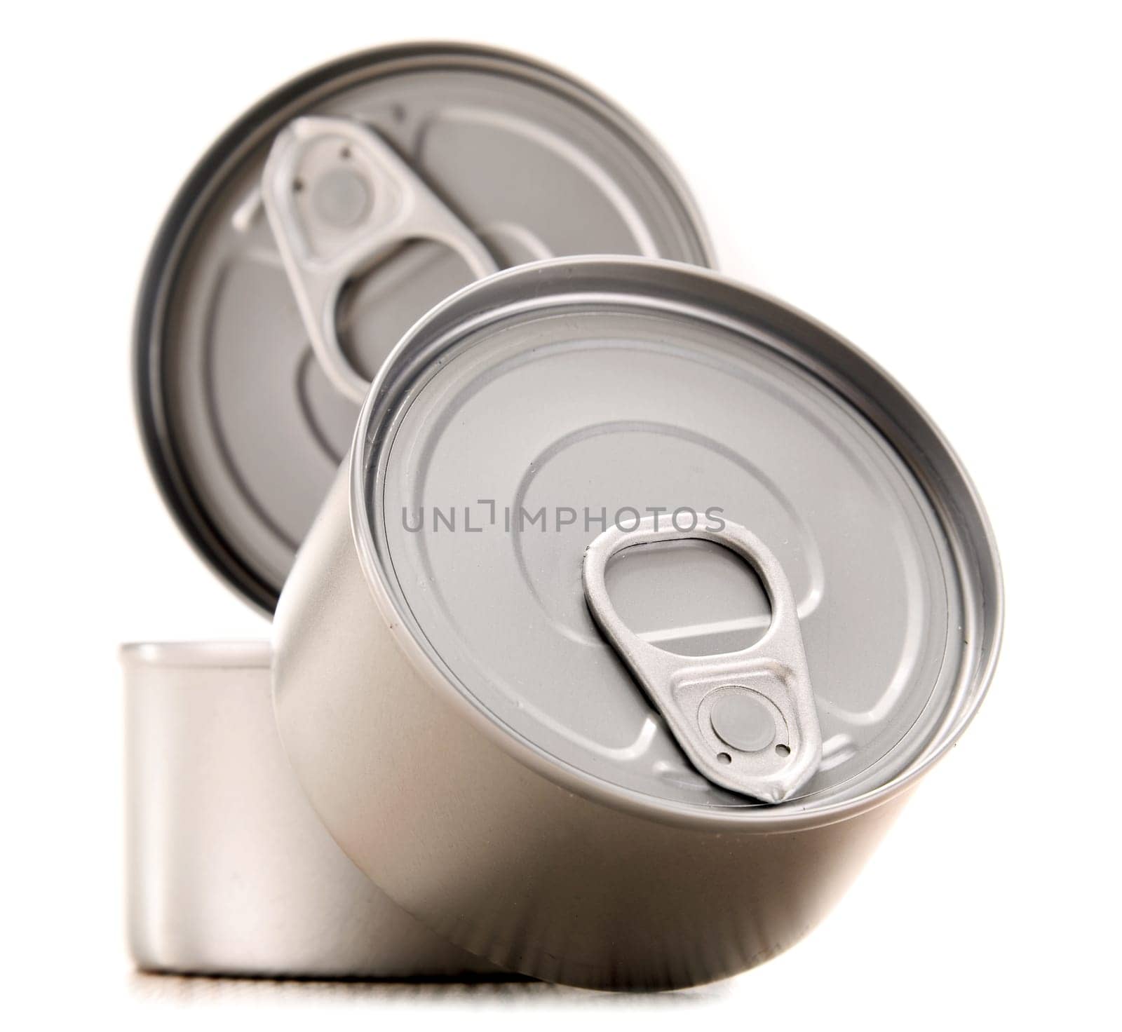 Composition with three metal cans isolated on white
