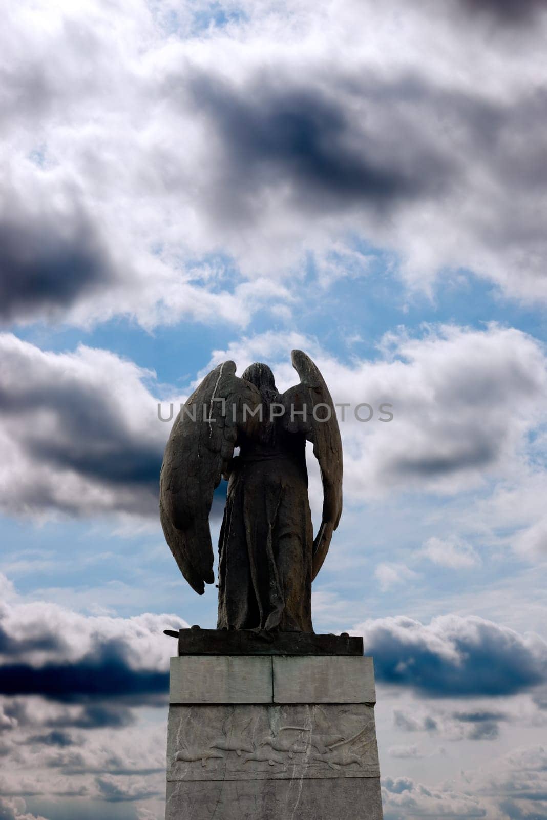 back view of angel statue in cobh county cork ireland