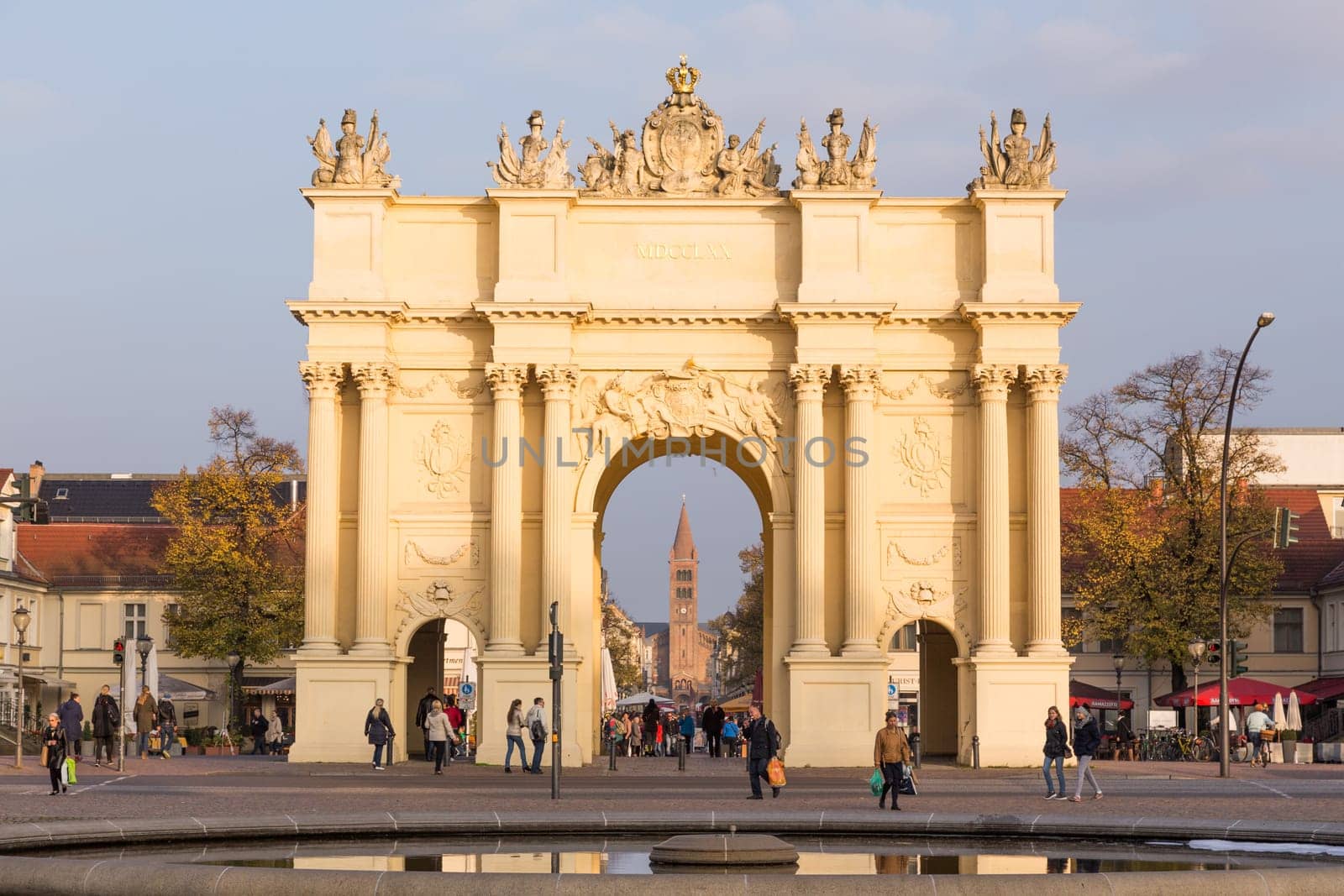 Tower of Peter and Paul in the arch of the Brandenburg Gate