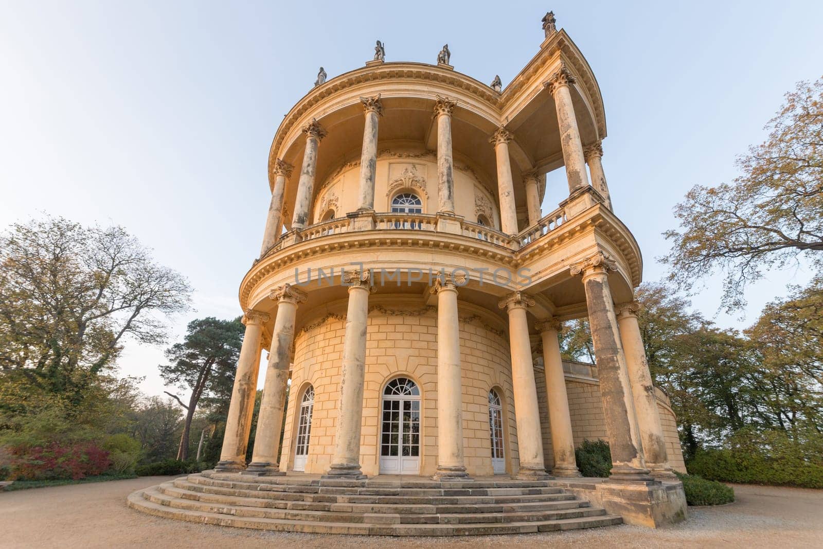 Belvedere on the Klausberg in Potsdam with falling lines