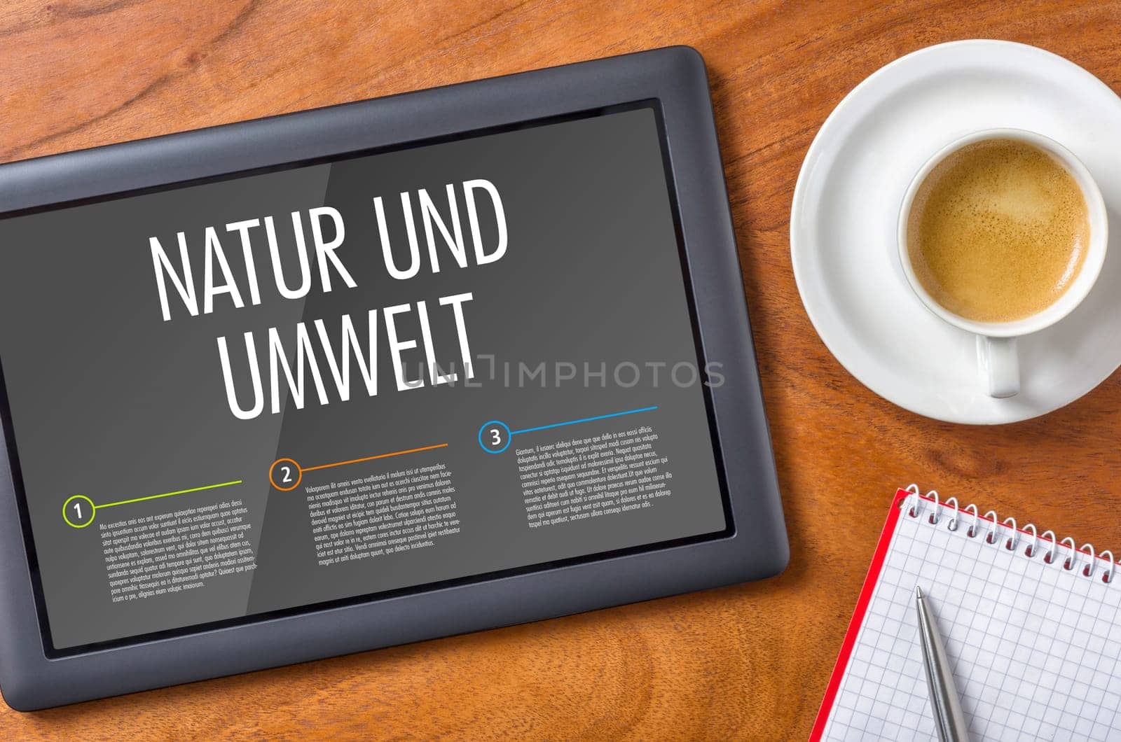 Tablet on a desk - Nature and environment