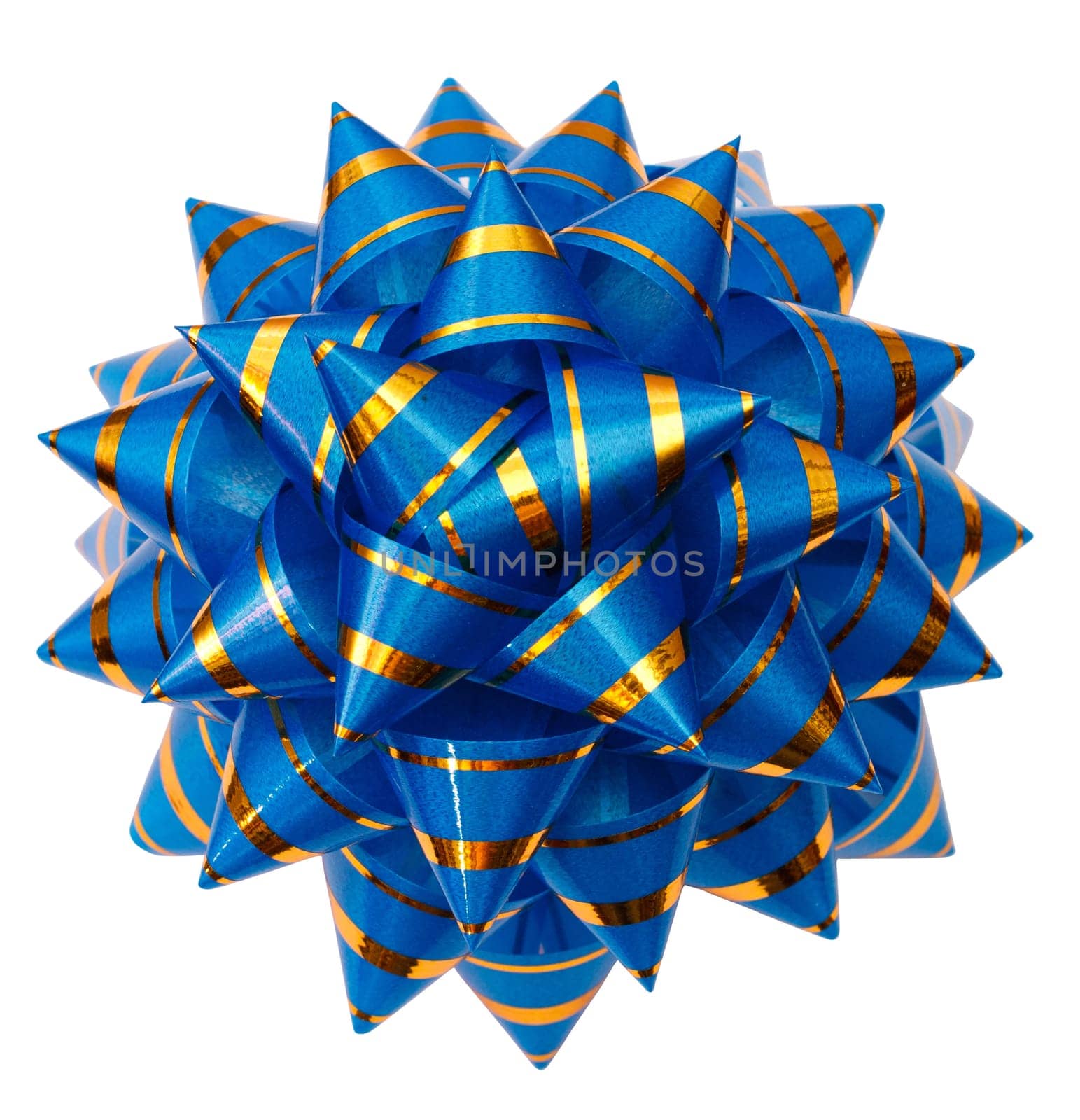 blue bow from top on a white background