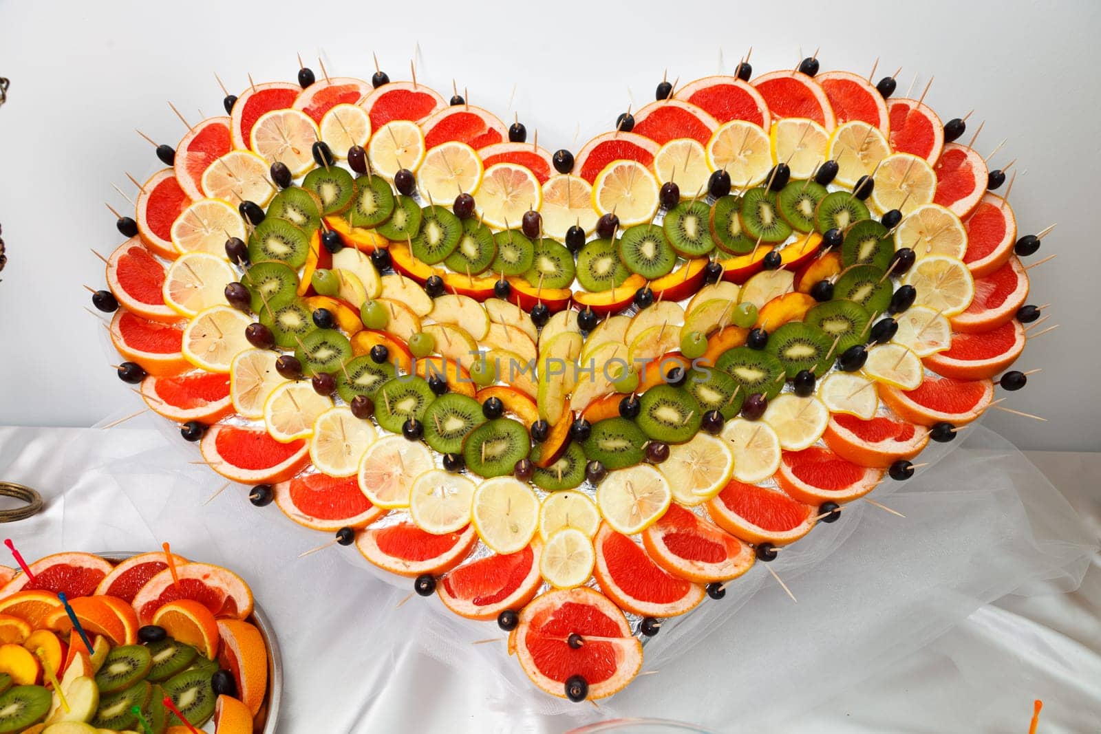 smorgasbord in heart shape of vegetables