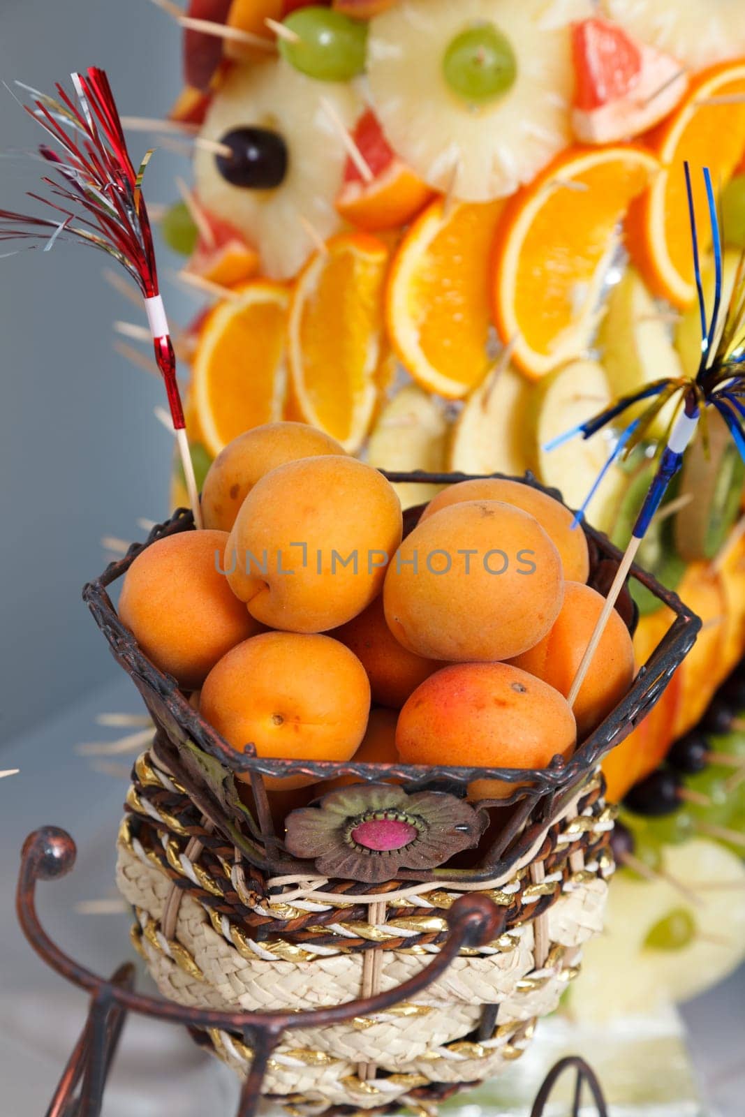 apricot fruit pyramids on the background