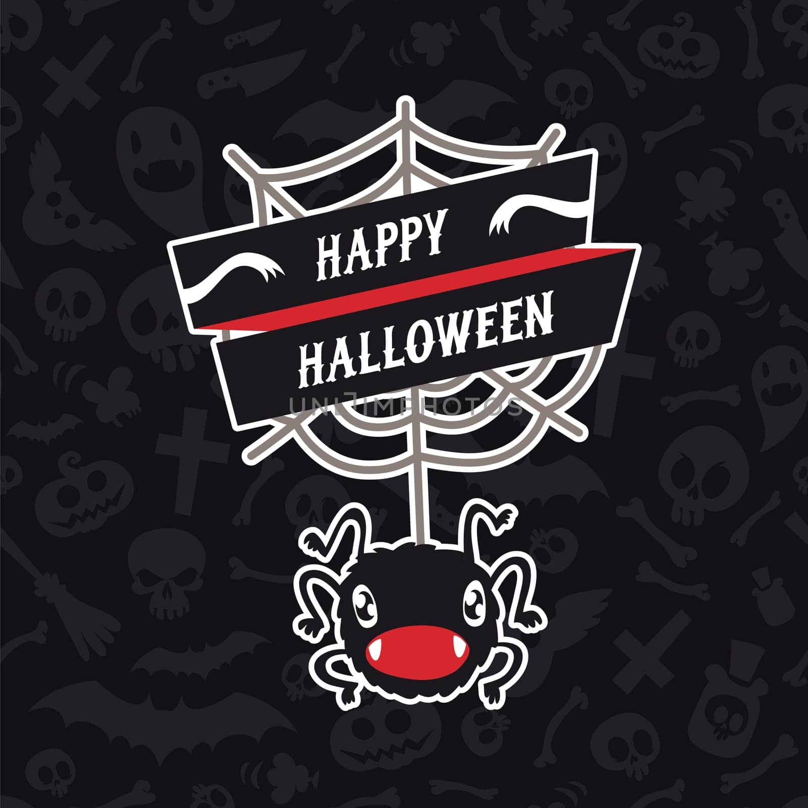 Halloween Symbols Seamless Pattern Contrast. Editable pattern in swatches. Clipping paths included in additional jpg format