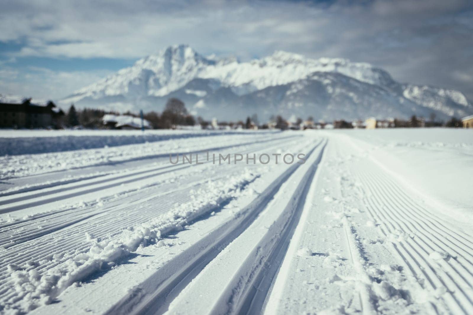 Cross-country skiing slope in Austria, beautiful mountain scenery