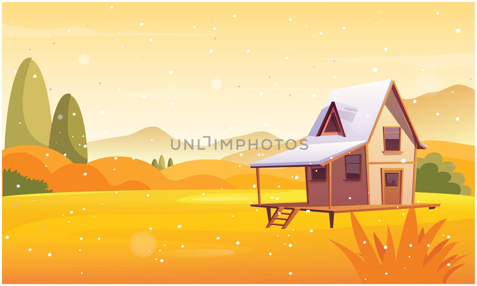 a small wooden house in a beautiful desert on a sunny day