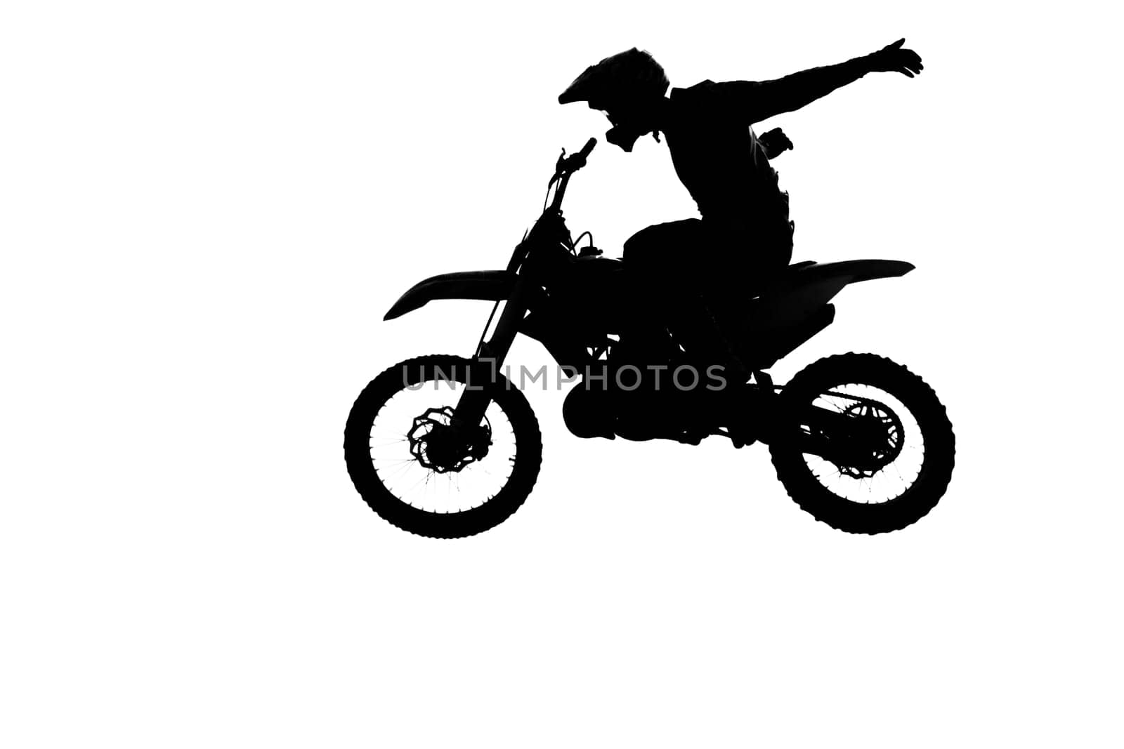 Motocross rider in the air extreme sky.