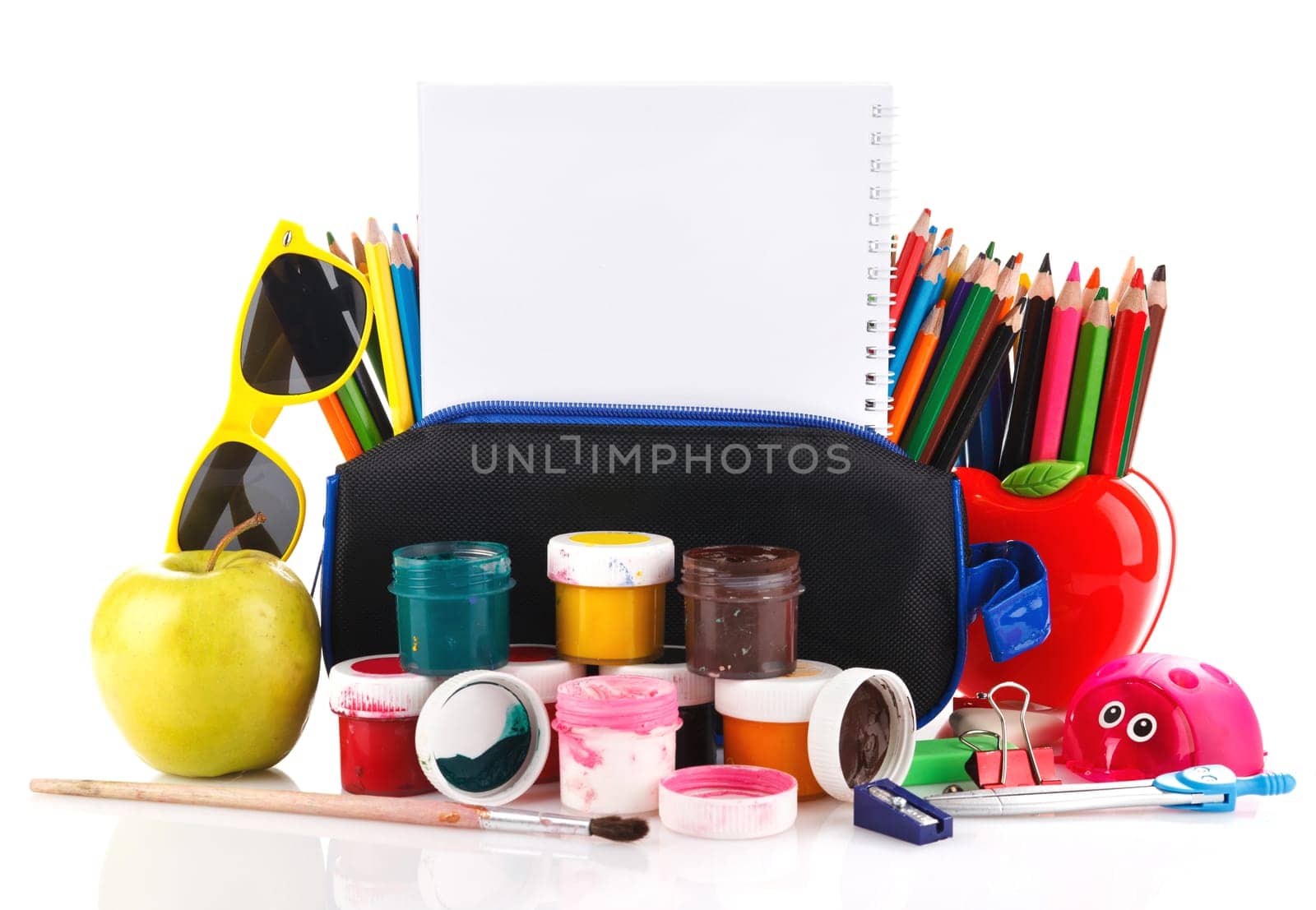 school supplies for art with a place for text