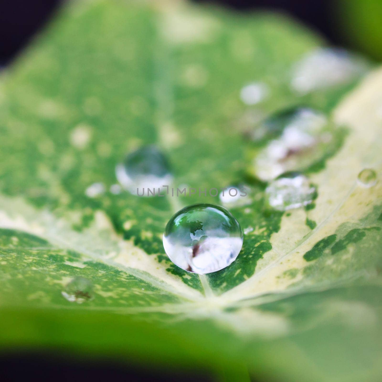 dew drops on green leaf