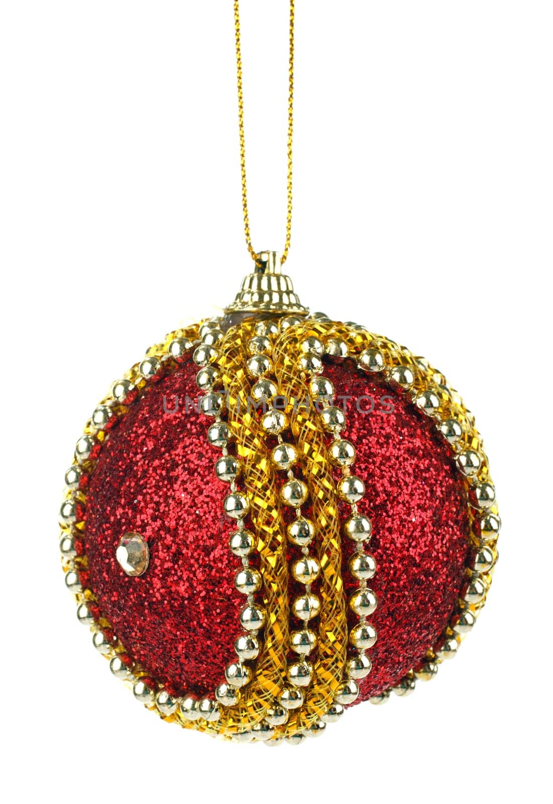 beautiful red christmas ball isolated on a white background