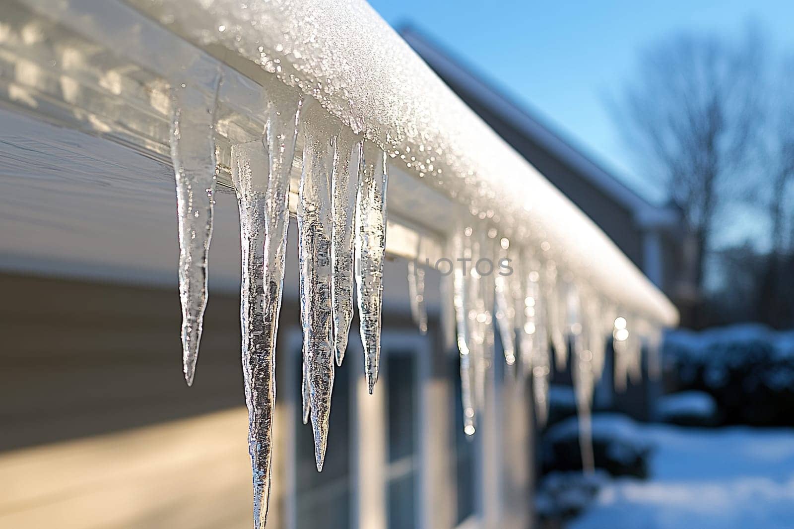 Icicles begin to melt and drip from the roof under the warmth of the spring sun. The arrival of spring