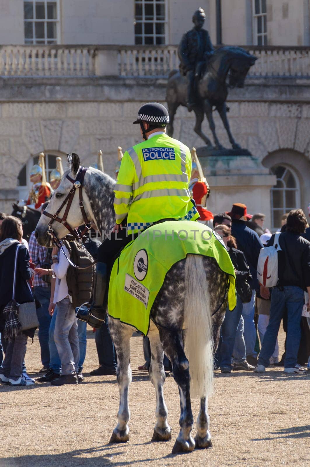 LONDON, UK - CIRCA APRIl 2011: Mounted police officer at Horse Guard Parade.