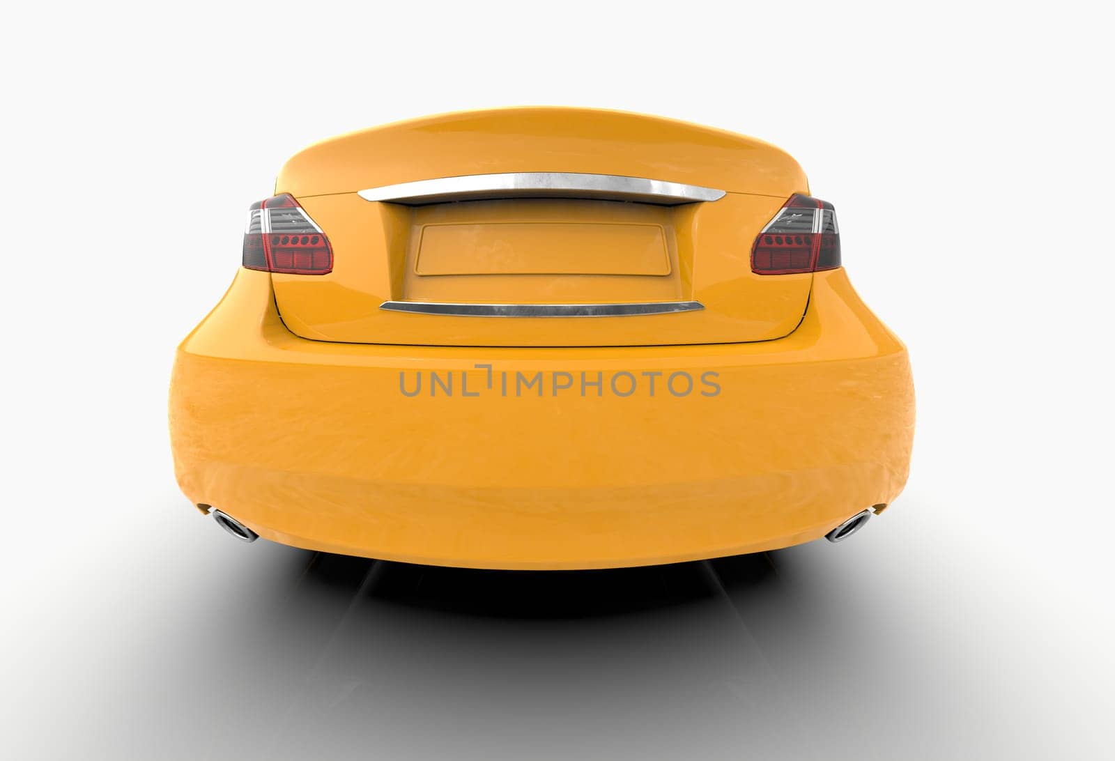 Generic and Brandless Car Isolated on White 3d Illustration, Contemporary Sedan Studio, Dealership Automobile Industry, Auto Transport, Infographics Automotive Background, City Vehicle Template