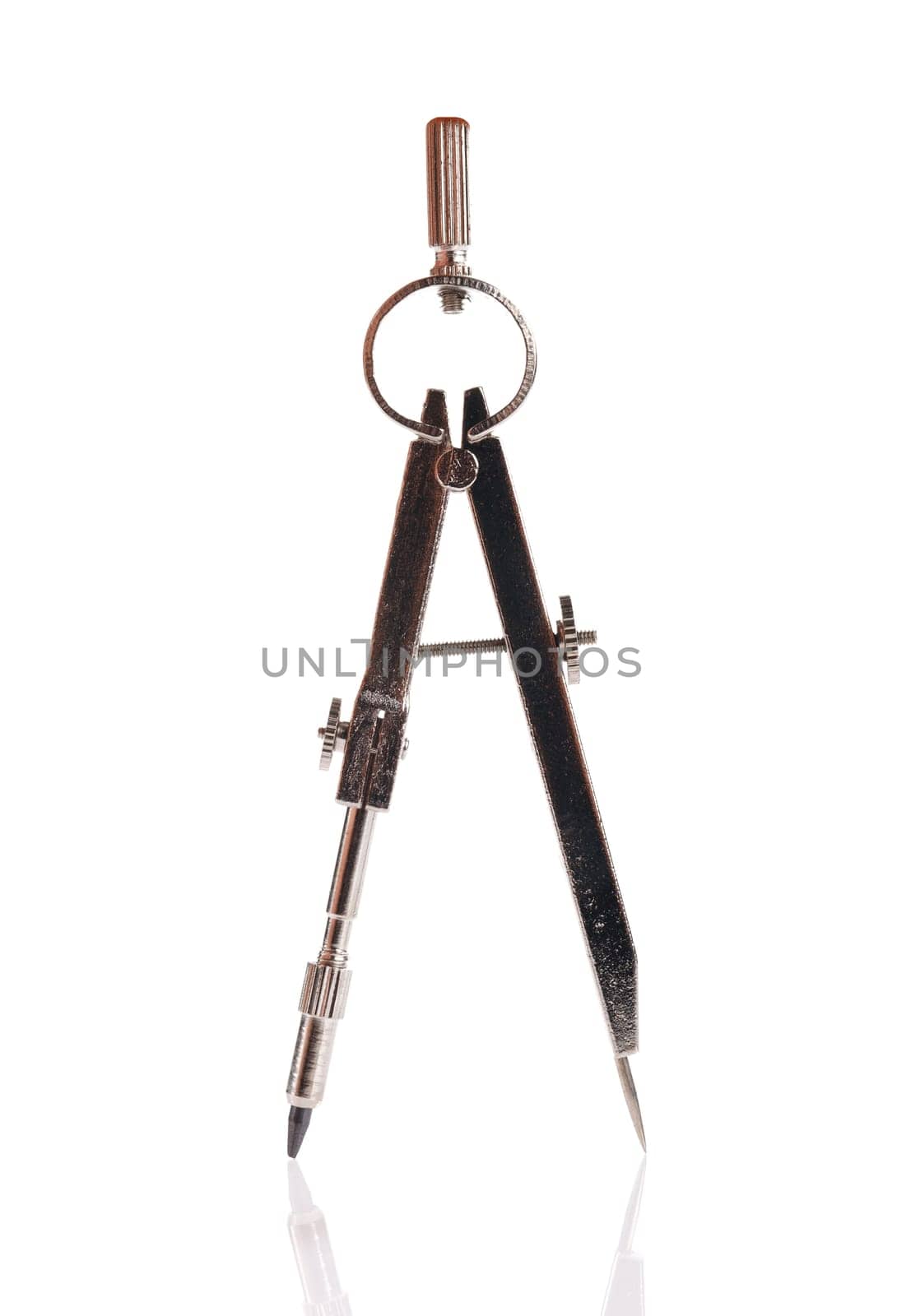 metallic compass isolated on white background