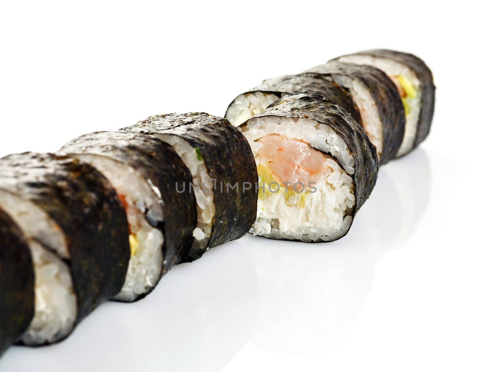 Traditional japanese sushi isolated on white background