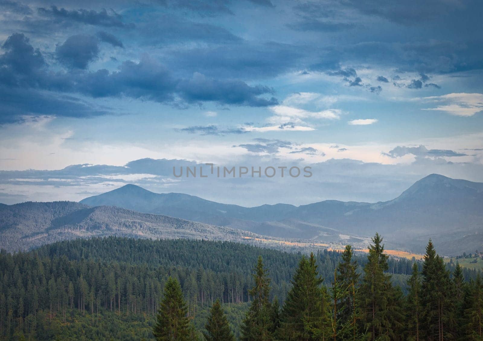 beautiful mountain landscape with clouds