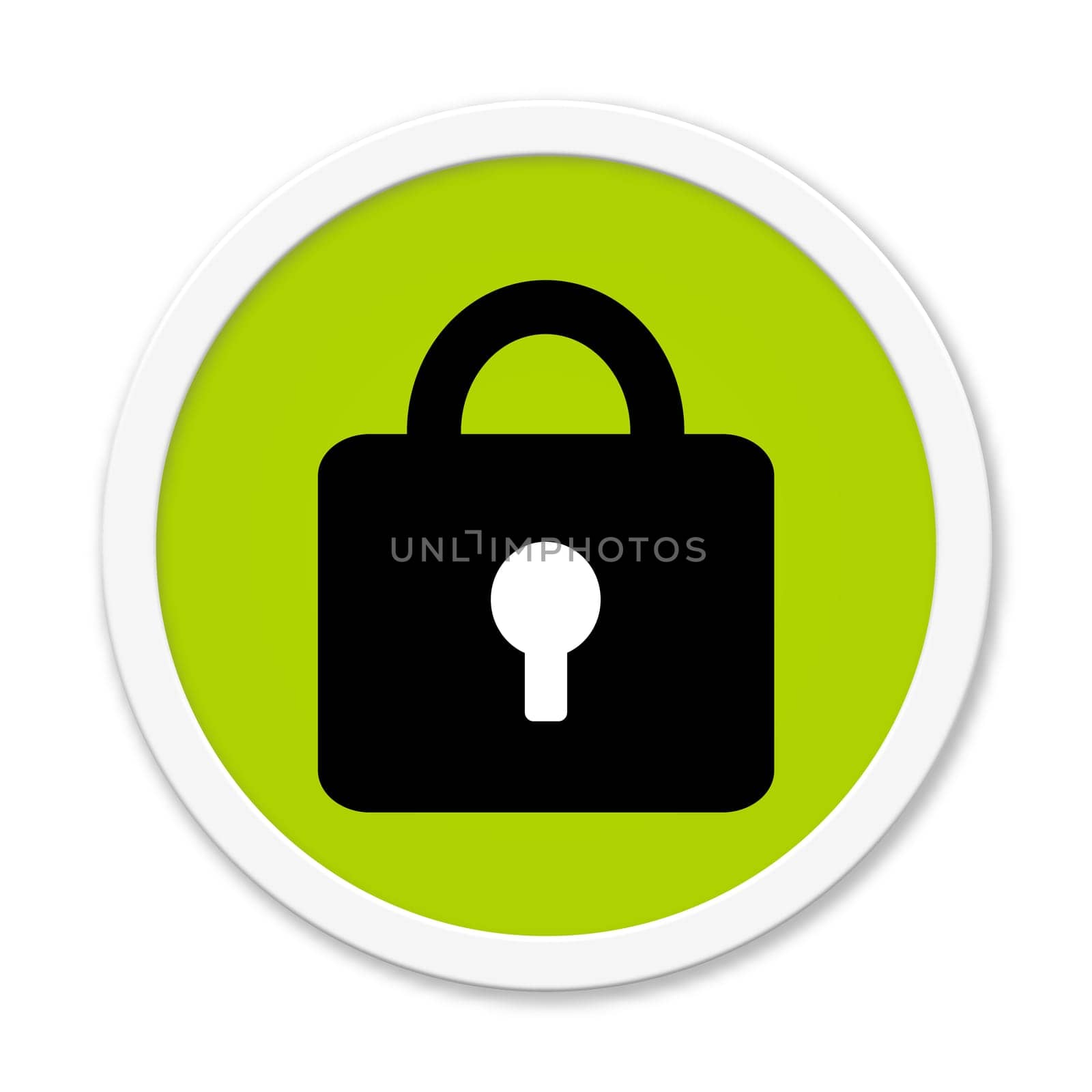 Round green button with lock icon