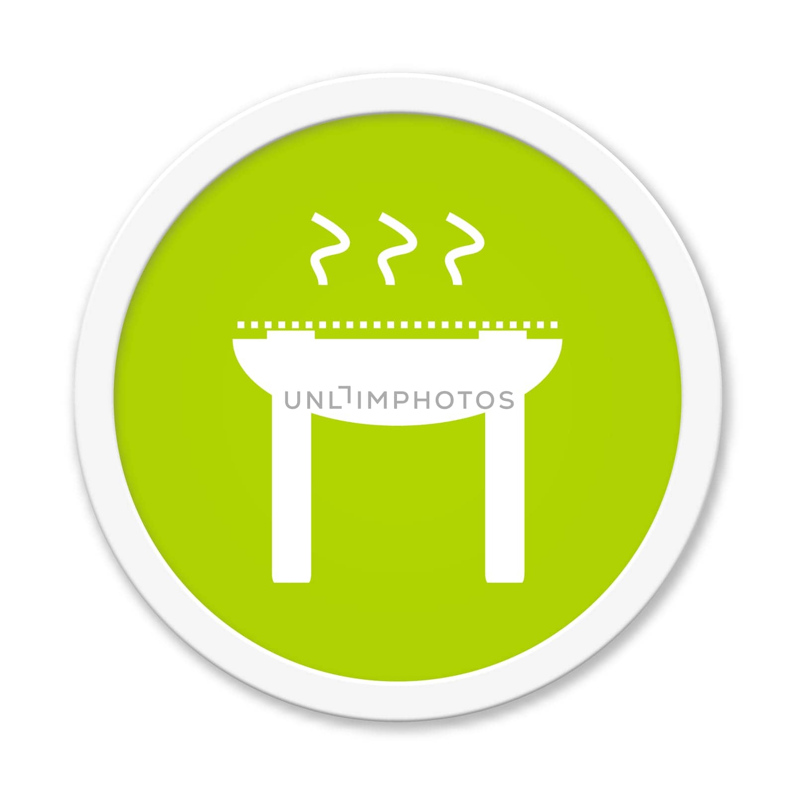 Round green button with grill icon