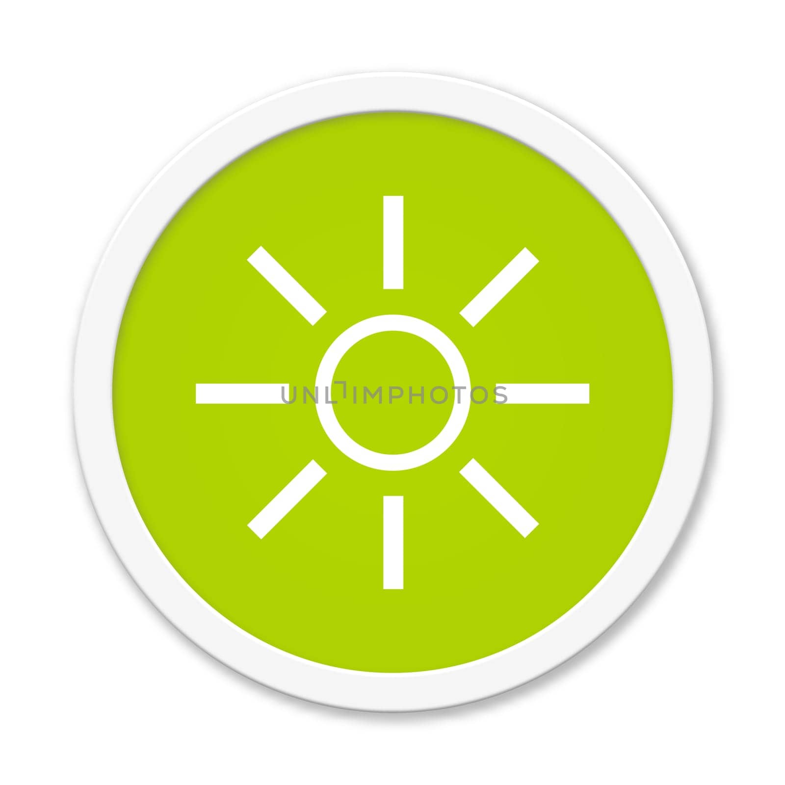 Round green button with sun icon