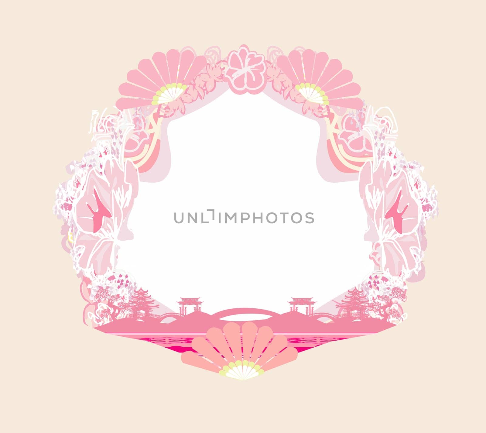Elegant frame with Chinese temple