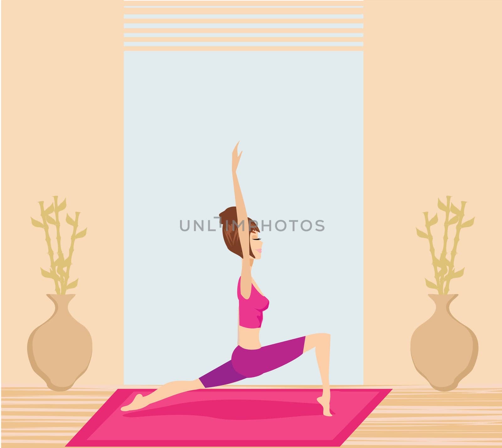Young woman practicing yoga indoors