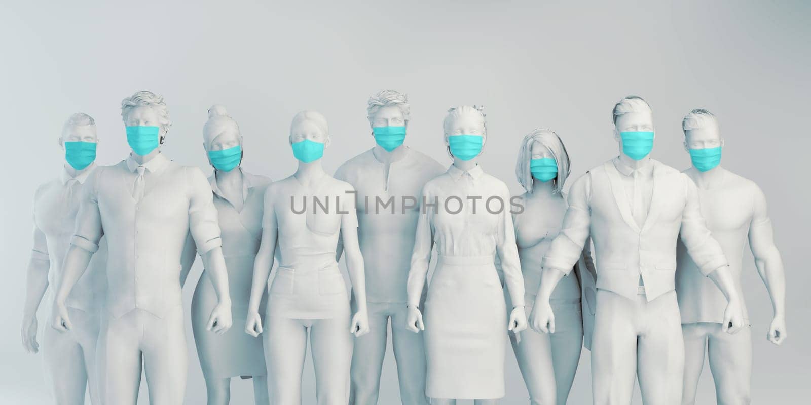 Business People Wearing Medical Masks to Prevent Spread of Virus