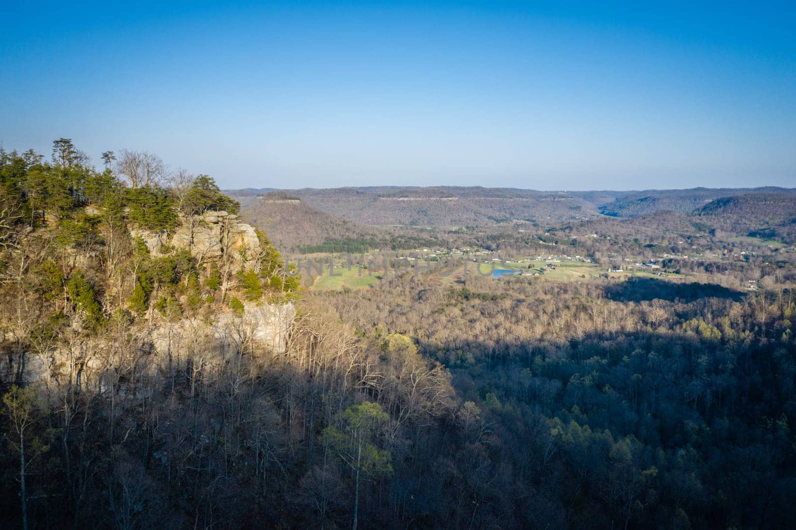 Scenic aerial view of The Pinnacles and countryside near Berea, Kentucky