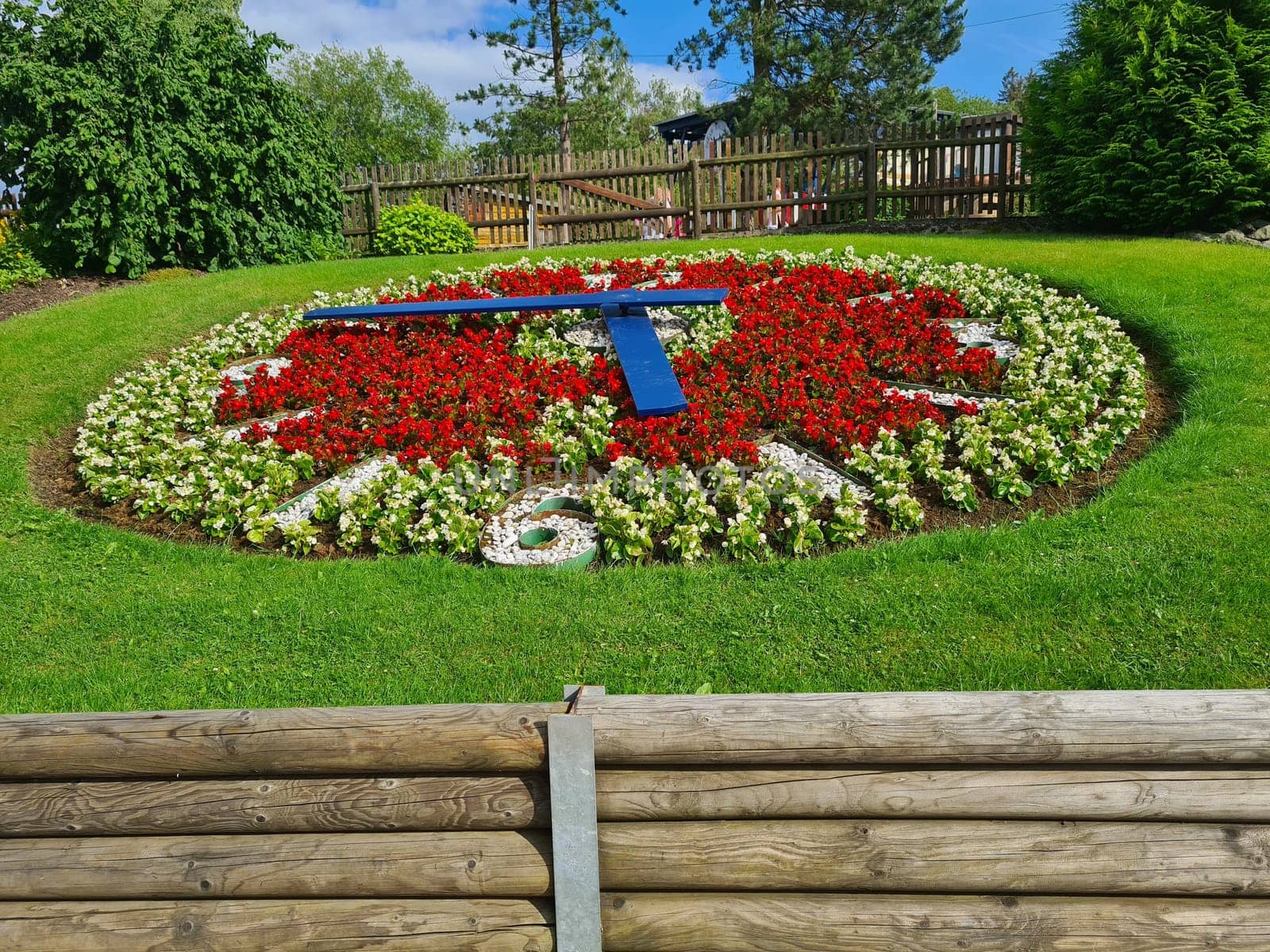 Large flower clock in a public park