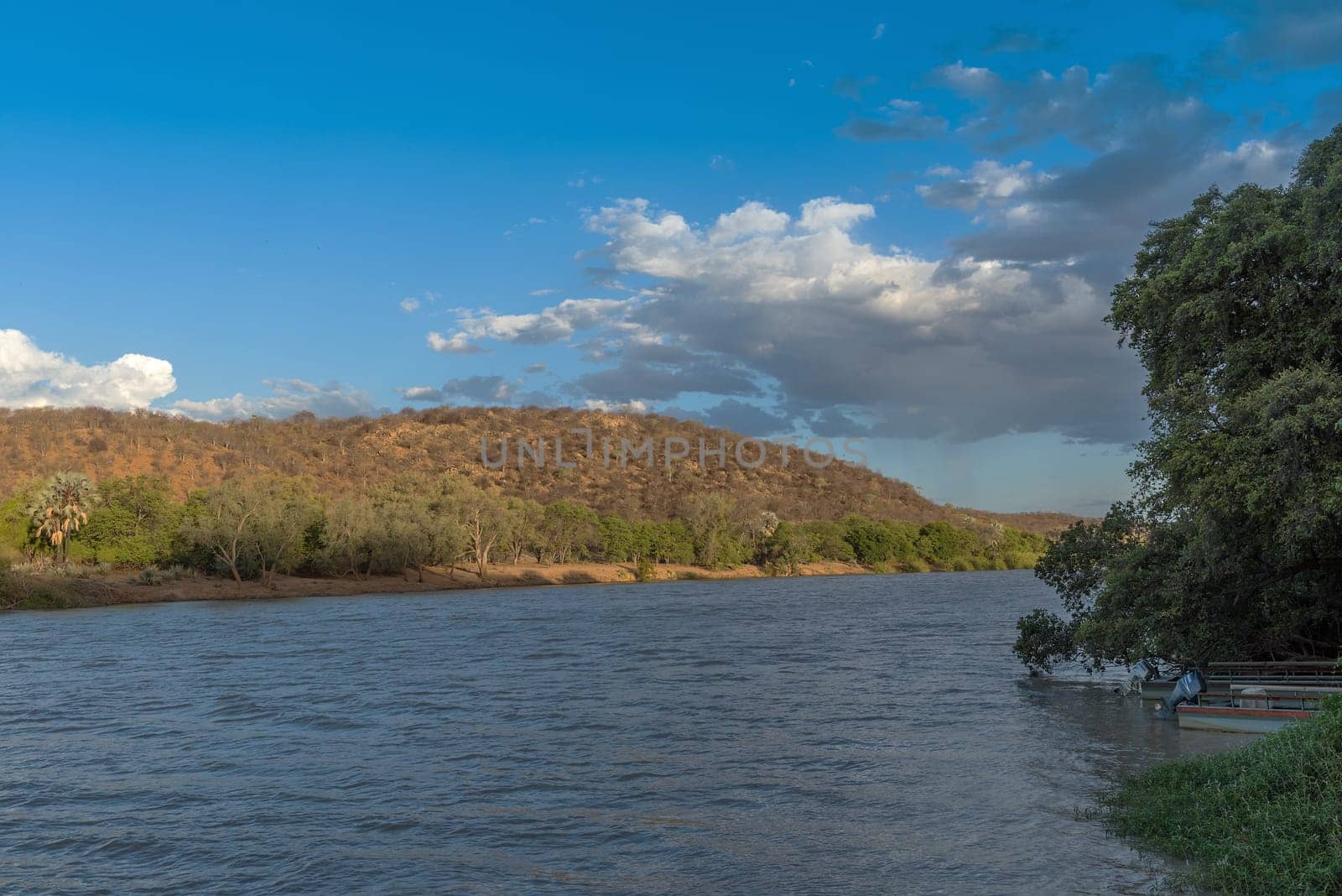 Sunset and evening mood on the Kunene River, Namibia