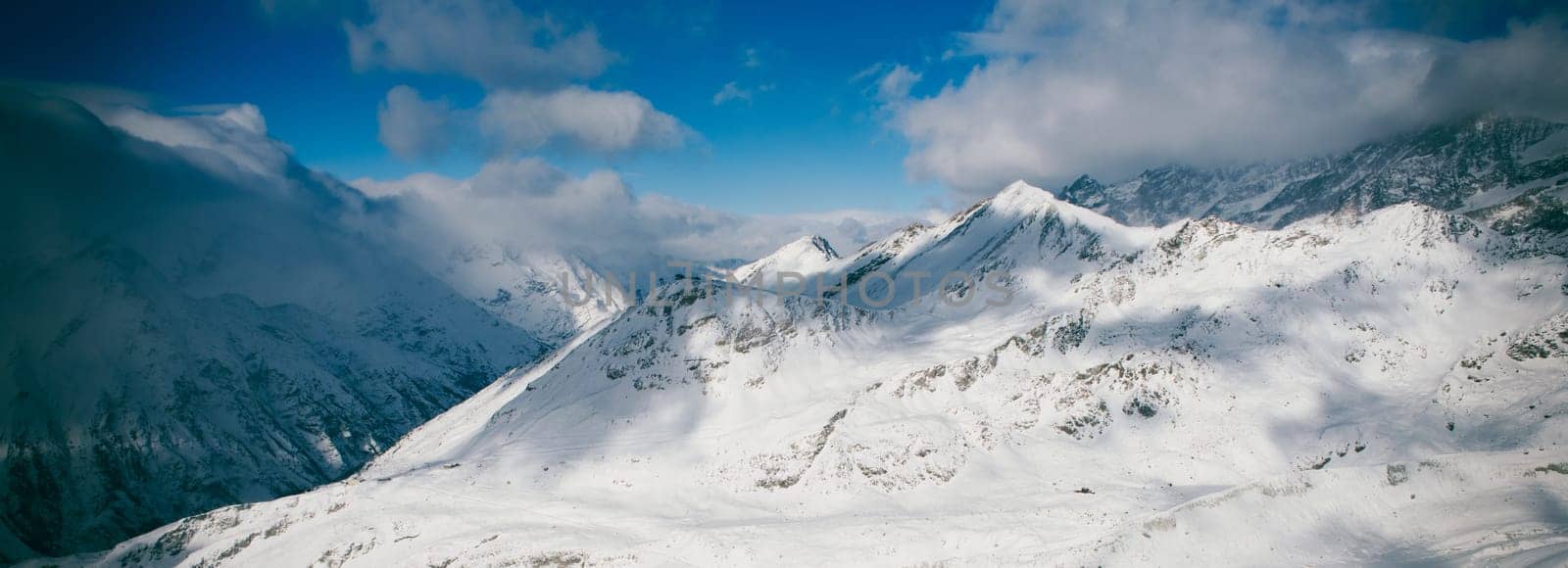 mountain matterhorn zermatt switzerland  with fresh snow on beautiful winter day
