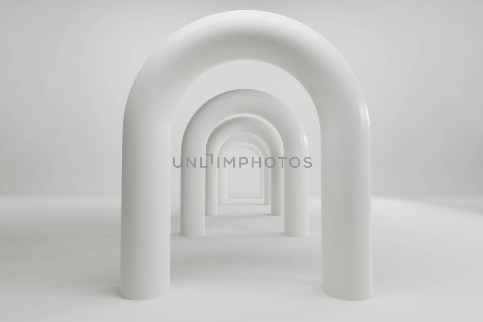 Beautiful abstract gray tunnel with color light on a black end background.