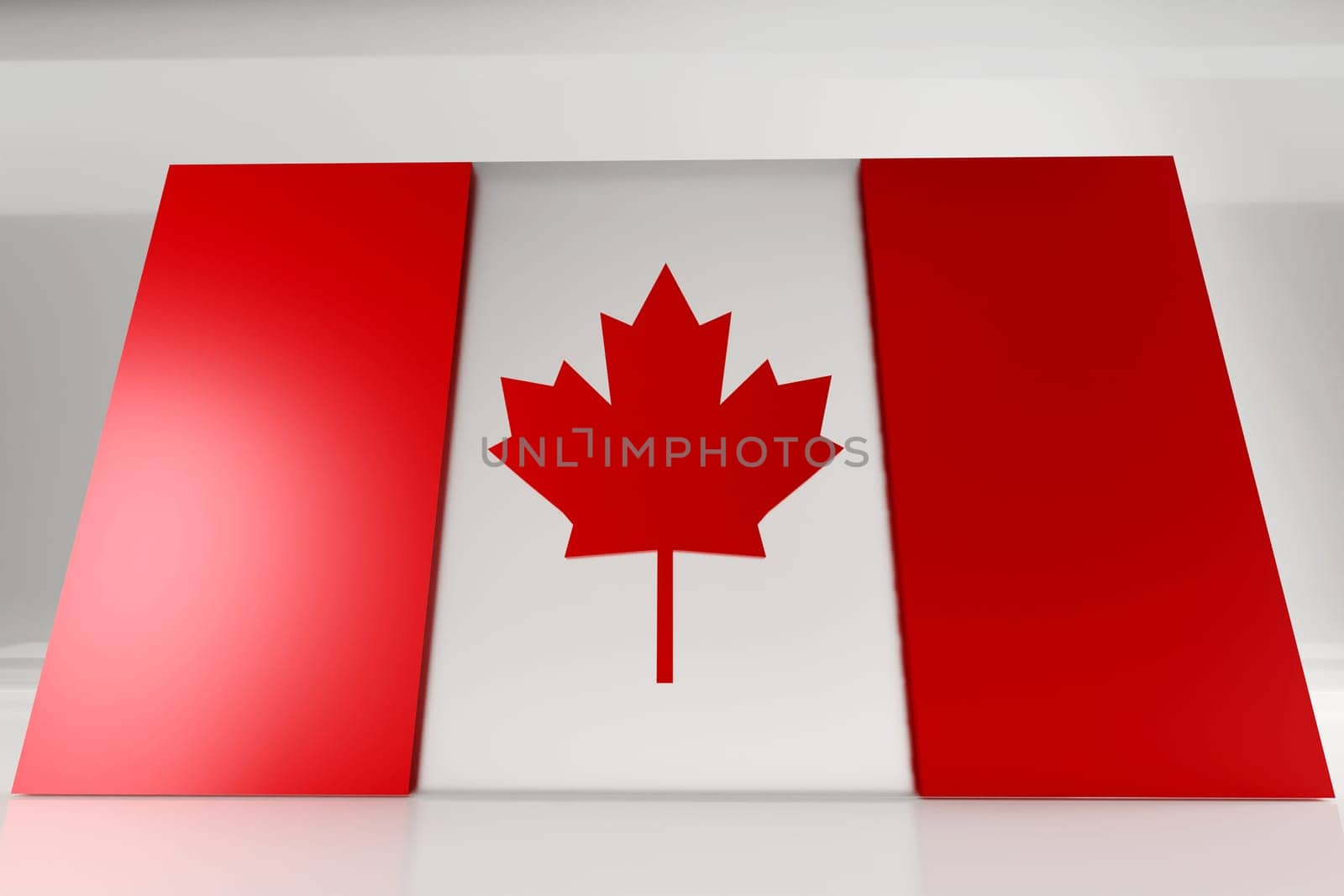 Monumental Canadian flag for Canada day. 3d render flag made of glass and concrete. 3d render.