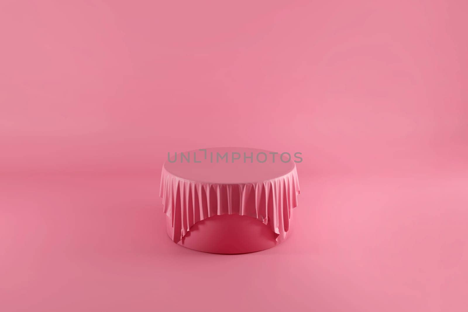 Mock up podium scene in pink color. Geometry shape background for product. 3d render.