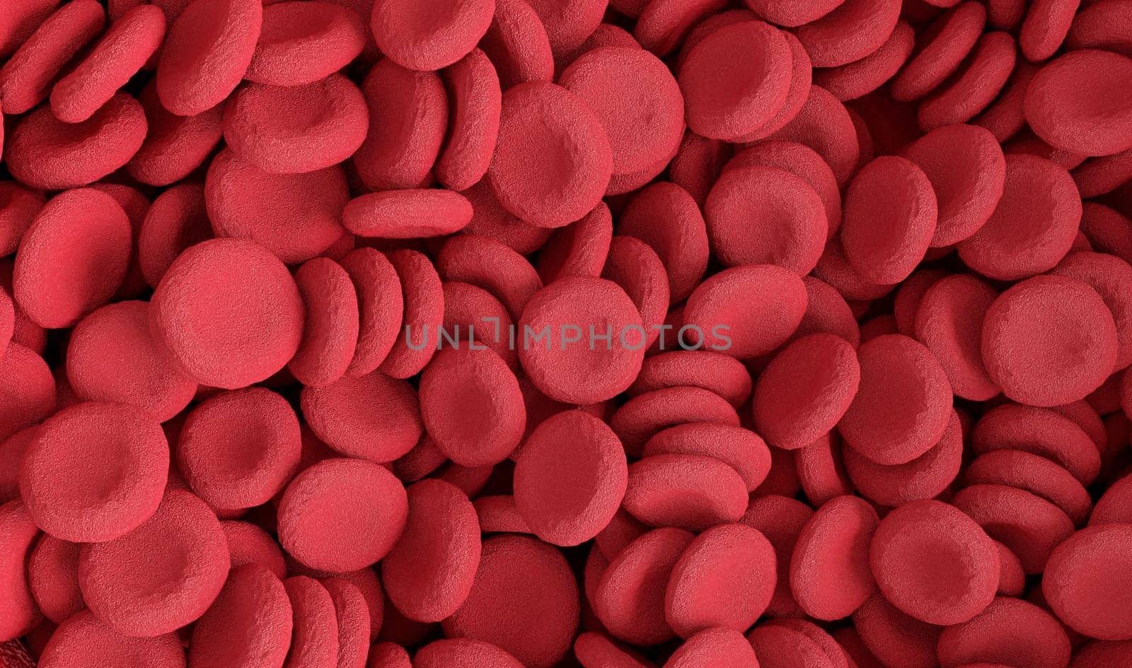 Red blood cells. Background of blood elements. 3D rendering.
