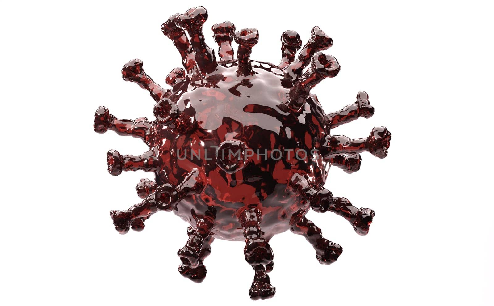 Model of coronavirus or the other virus isolated on the white background. 3D Render.