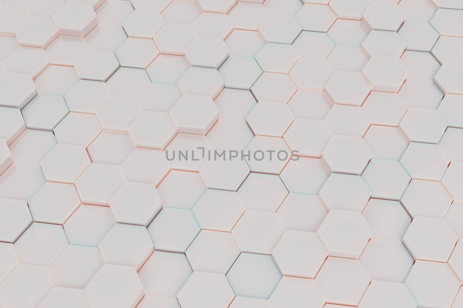 Hexagon tile background pattern with soft pastel colot light. 3d render