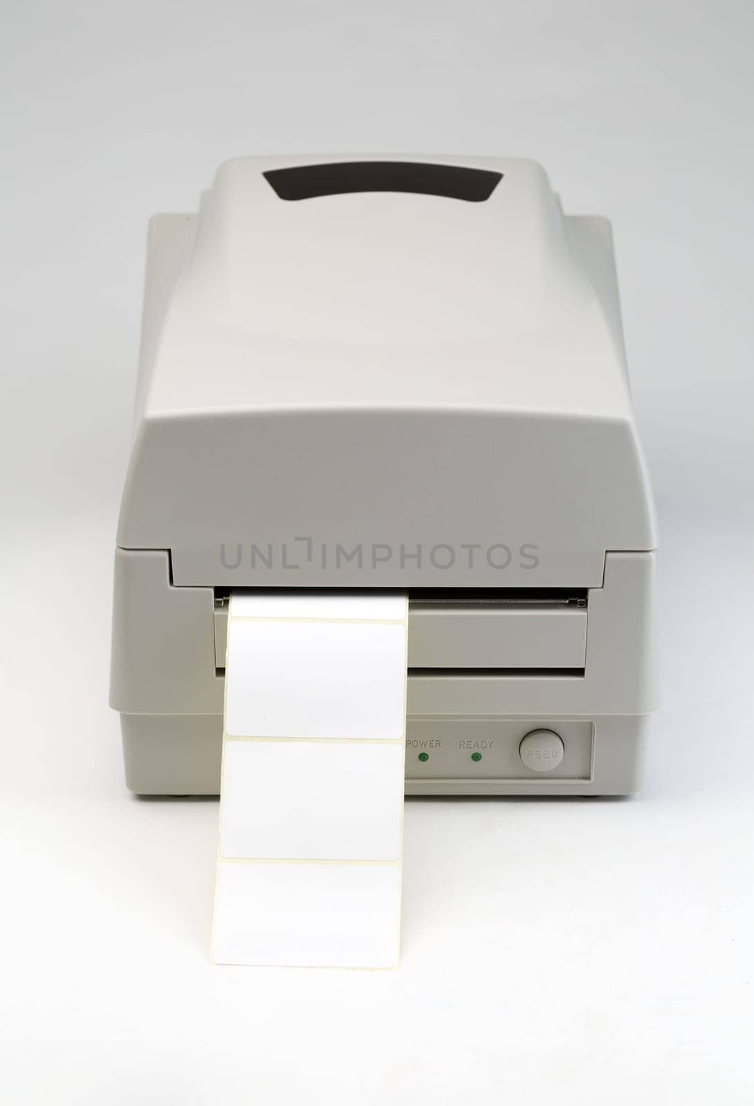 Label printer with blank message ready to insert message of your choice. The image is on a gray background