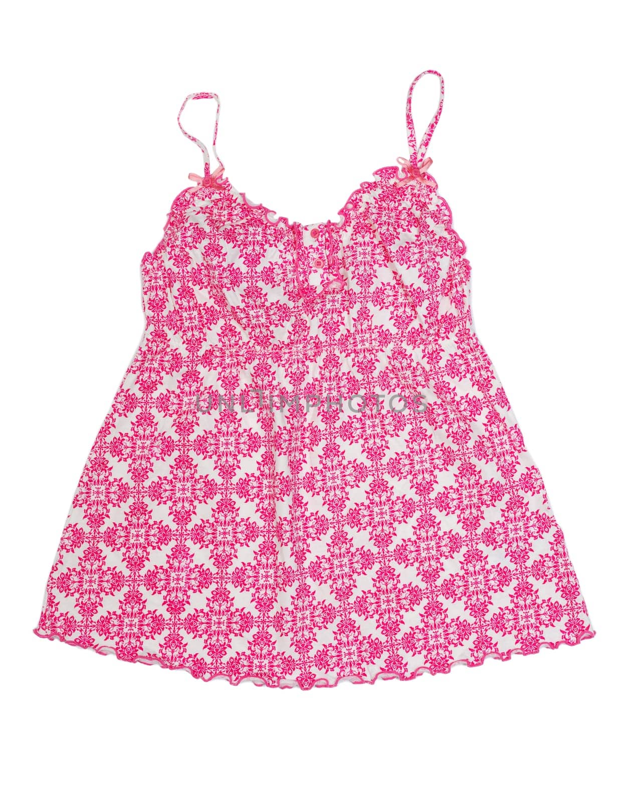 Baby dress with a bright red pattern. Isolate on white.